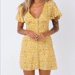 Princess Polly The Same Same yellow floral mini dress. Size 0. Brand new.